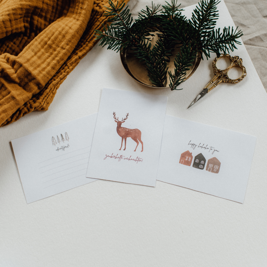 Weihnachtskarten zum Ausdrucken und basteln in 4 Designs | hey-julisa.com