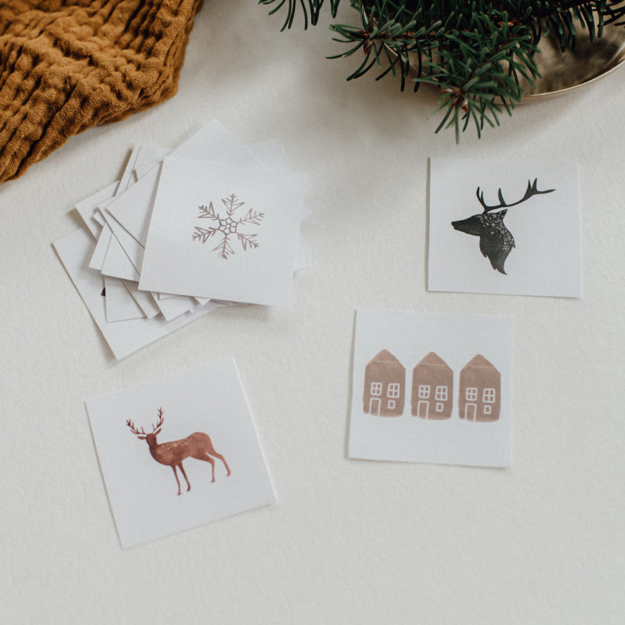Weihnachtliches DIY Memory zum Ausdrucken in vielen Motiven zur Adventszeit | hey-julisa.com